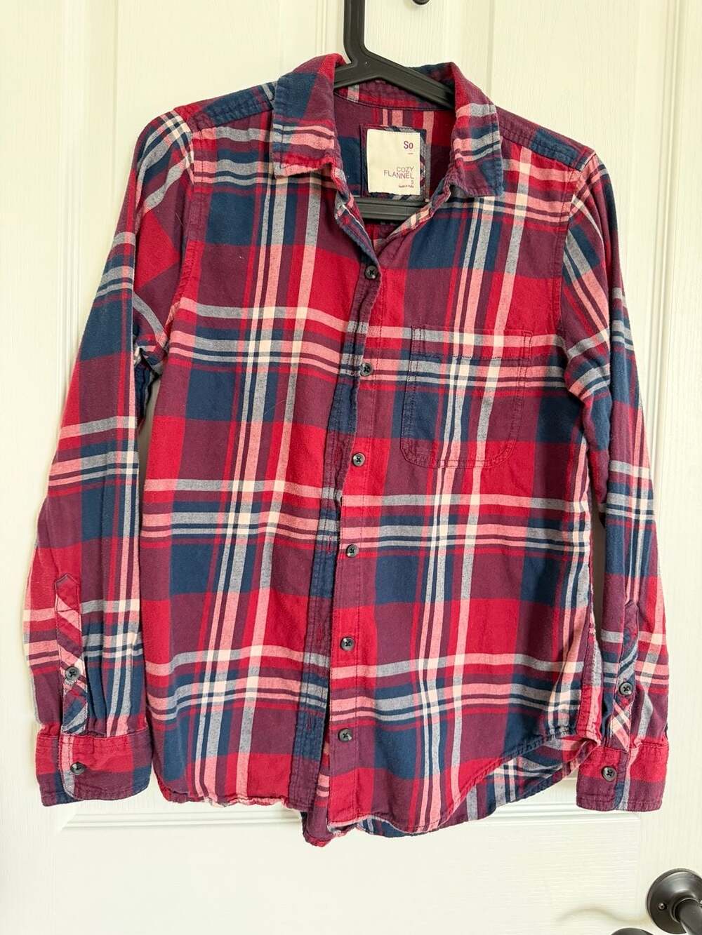 So Cozy Flannel Plaid Button Down Shirt Size S